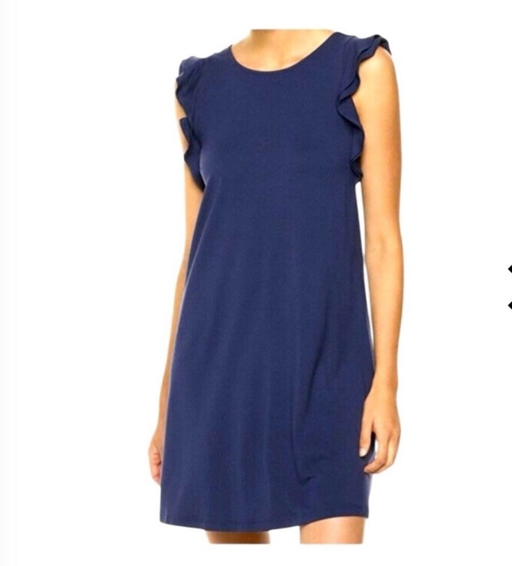 Lilly Pulitzer Women's Large True Navy Dani Flutter Sleeve Dress